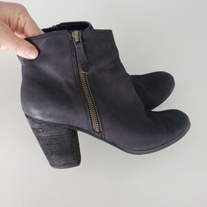 Bp 7.5 Trolley Heeled Ankle Booties Black Suede Leather Heels Nordstrom Boots